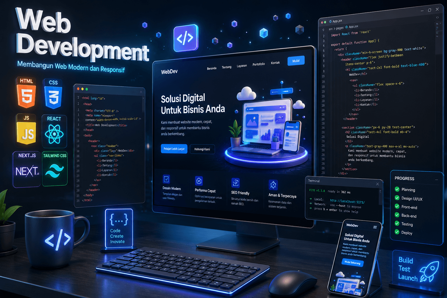 Tampilan company profile studio desain